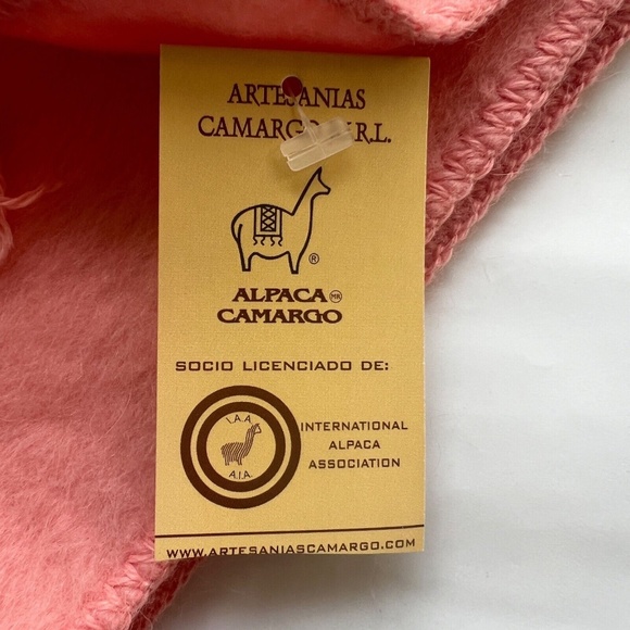 Alpaca Camargo Scarf Solid Peach Rectangle Fluffy Soft 9" x  75" Made Peru NEW - Picture 5 of 6